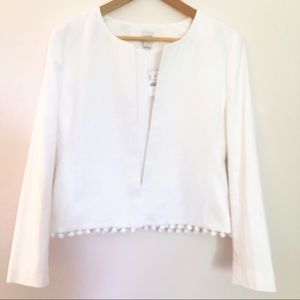 J Crew Factory Cropped Jacket w/ Pom Poms NWT SZ M